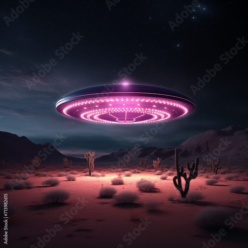 ufo in the desert at night photo