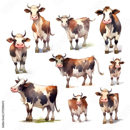 Beautiful Cow Watercolor Clipart  Cute Design for Your Project  Ai Generative