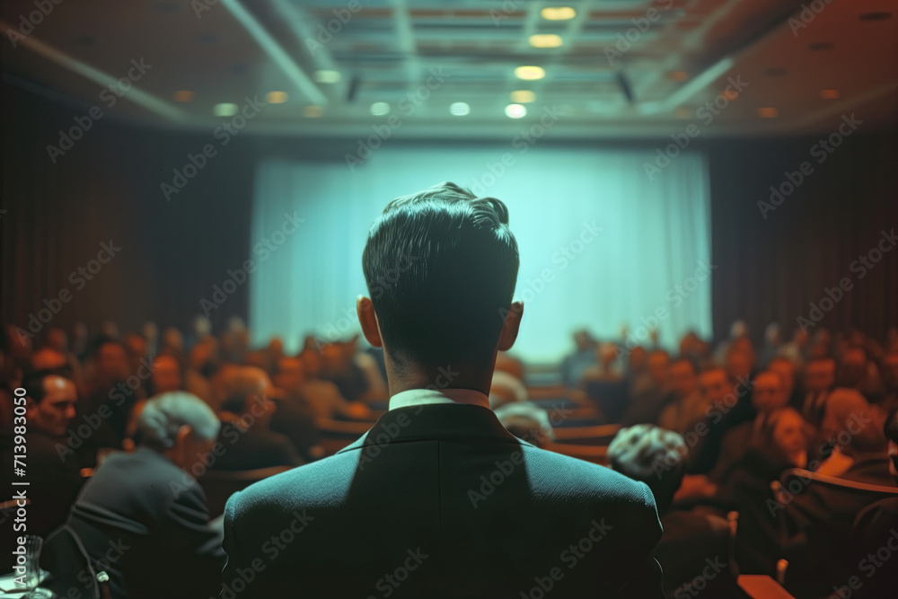 Speaker Facing Audience in Conference Hall Speaker Facing Audience in Conference Hall
