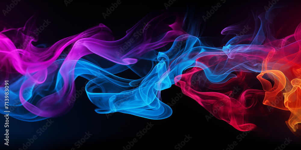Colored smoke with black background for graphics