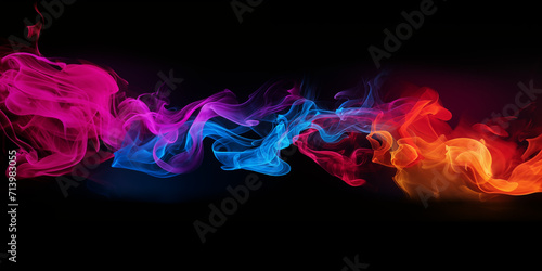 Colored smoke with black background for graphics