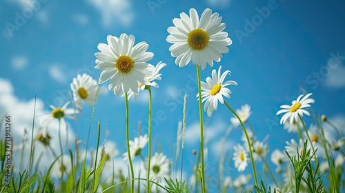 Field of Daisies Under a Blue Sky