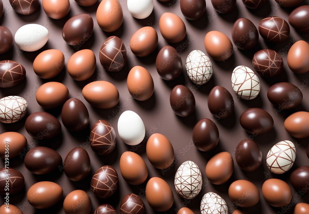 chocolate flatlay eggs pattern background chocolate flatlay eggs pattern background
