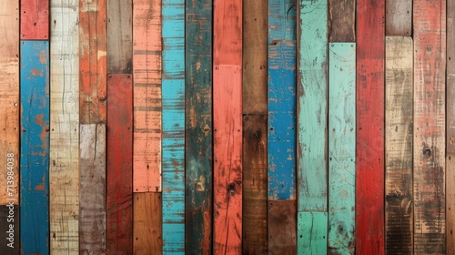 Multicolored Wooden Wall With Diverse Boards