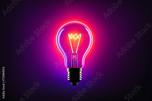 neon lights bulb, digital art