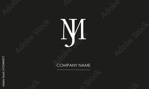 MJ or JM Minimal Logo design vector Art Illustration 