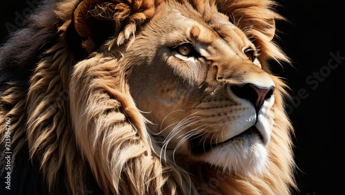 Close up shot of lion face