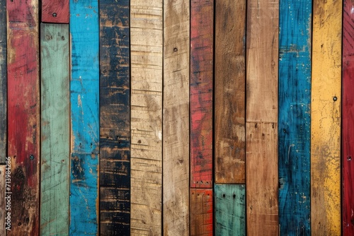Close-Up of Multicolored Wooden Wall