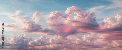Beautiful colourful Valentine's Day heart in the clouds as an abstract background, heart formed of clouds in the sky, pastel colours, love concept