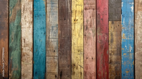 Multicolored Wooden Wall With Textured Surface