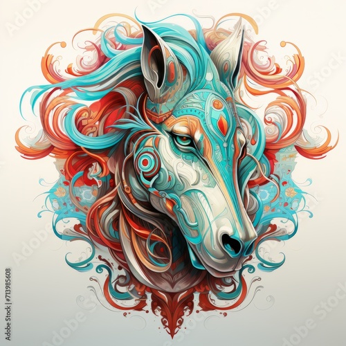 Horse Head Abstract Colorful  Animal God Magic Bright Artistic Fantasy Mystique Digital Generated Illustration