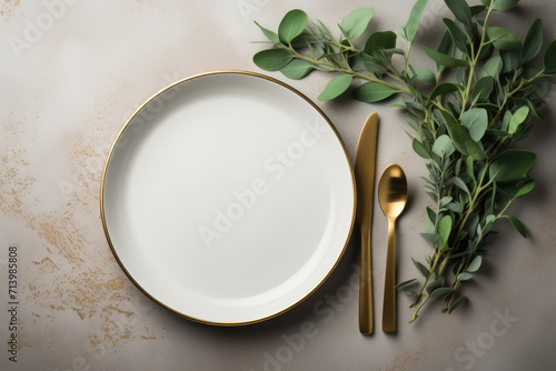 white plate on table