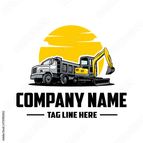 mini excavator, Truck company logo vector image 