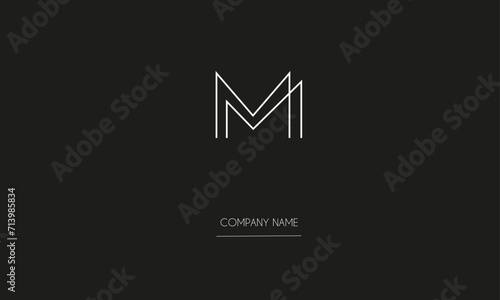 MM Minimal Logo Design Vector Art Illustration 