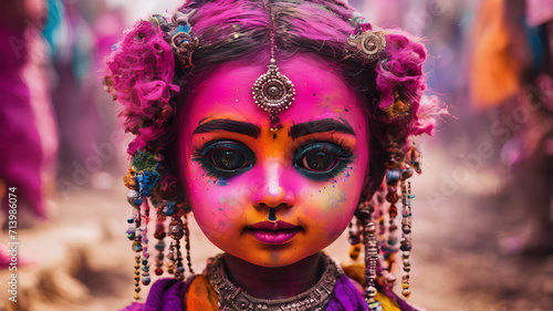 Indian woman colourful holi festival celebration tradition © spyduckz