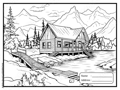 coloring page landscape for kids