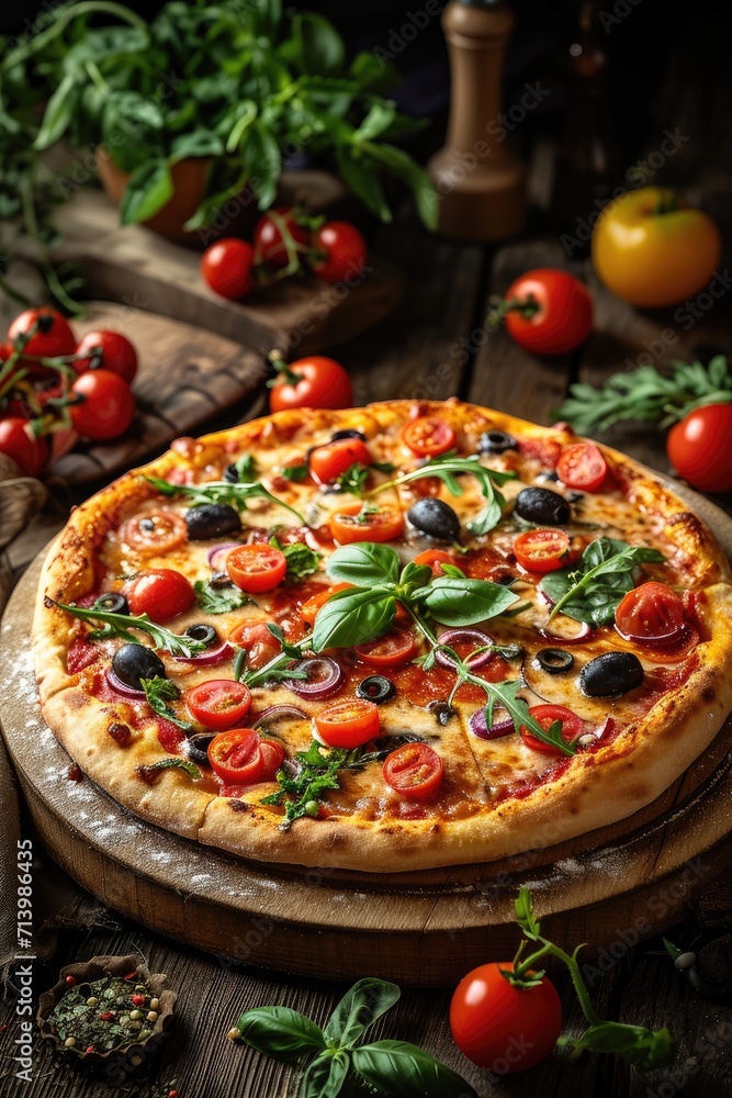 Pizza on Wooden Cutting Board Pizza on Wooden Cutting Board