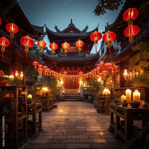 chinese temple at night © Reungsri