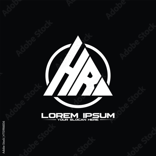 Letter HR triangle logo design vector
