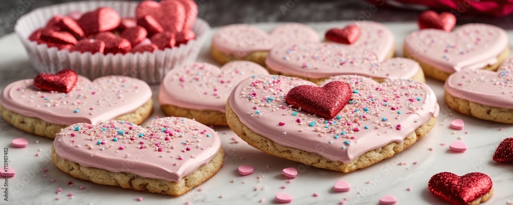 a sweet treat this Valentine's Day with our unique and visually stunning heart-shaped cookies, adorned with delicate icing and sprinkles a sweet treat this Valentine's Day with our unique and visually stunning heart-shaped cookies, adorned with delicate icing and sprinkles