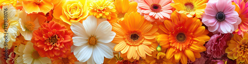 Blooming Beauty  Flora in Yellow  a Vibrant Petal Blossom with Gerbera Daisy on a Floral Background