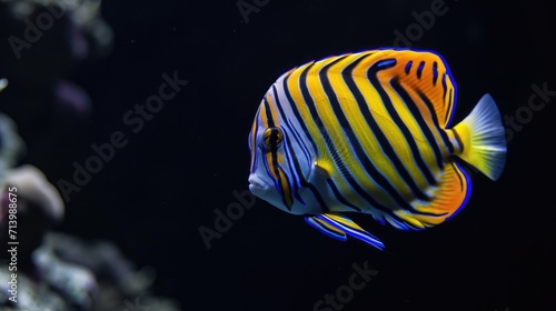 Regal Angelfish in the solid black background