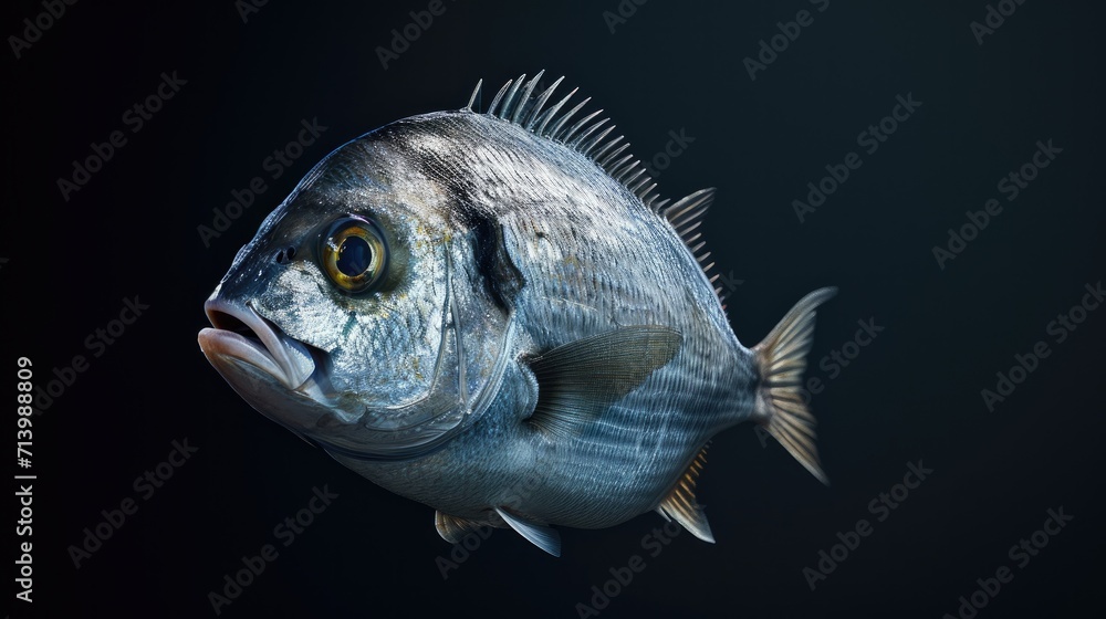 Fototapeta premium Sea Bream in the solid black background