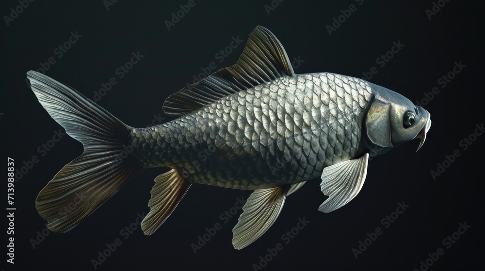 Silver Carp in the solid black background, Silver Carp in the solid black background,