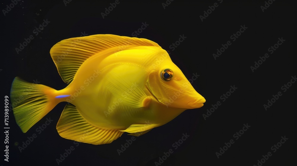 Yellow Tang in the solid black background Yellow Tang in the solid black background