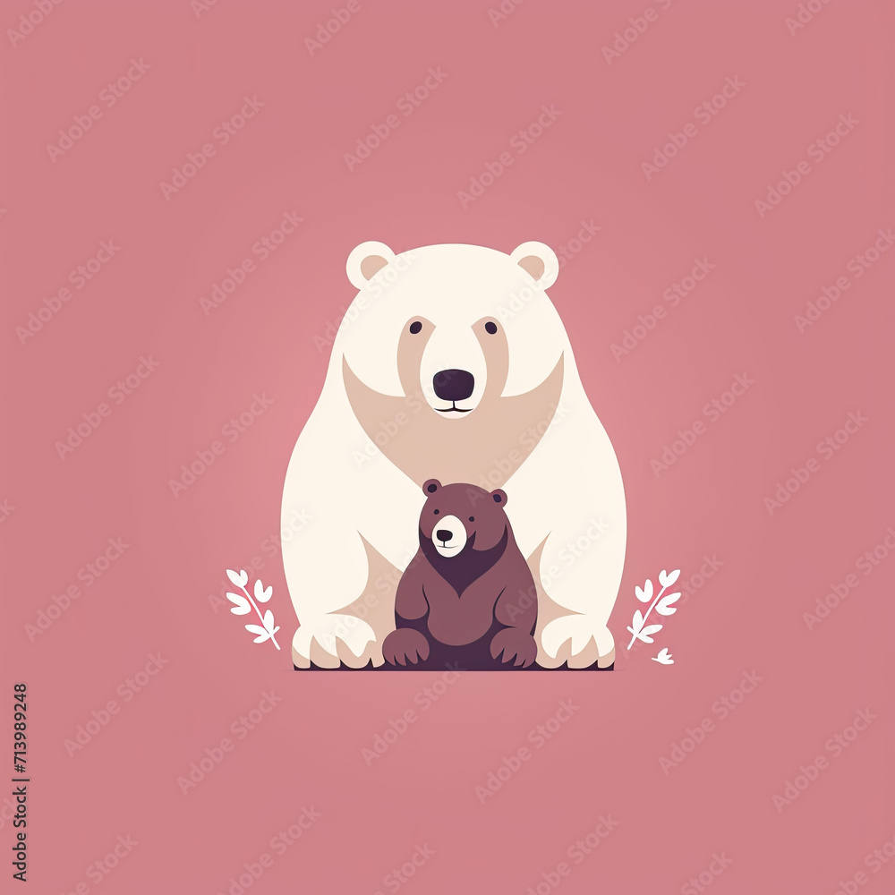 cute mommy bear and baby bear with muted color background celebrating valentines day, love emotions illustrations cute mommy bear and baby bear with muted color background celebrating valentines day, love emotions illustrations