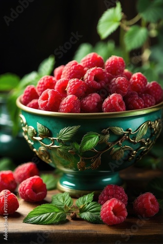 bowl of raspberries photo