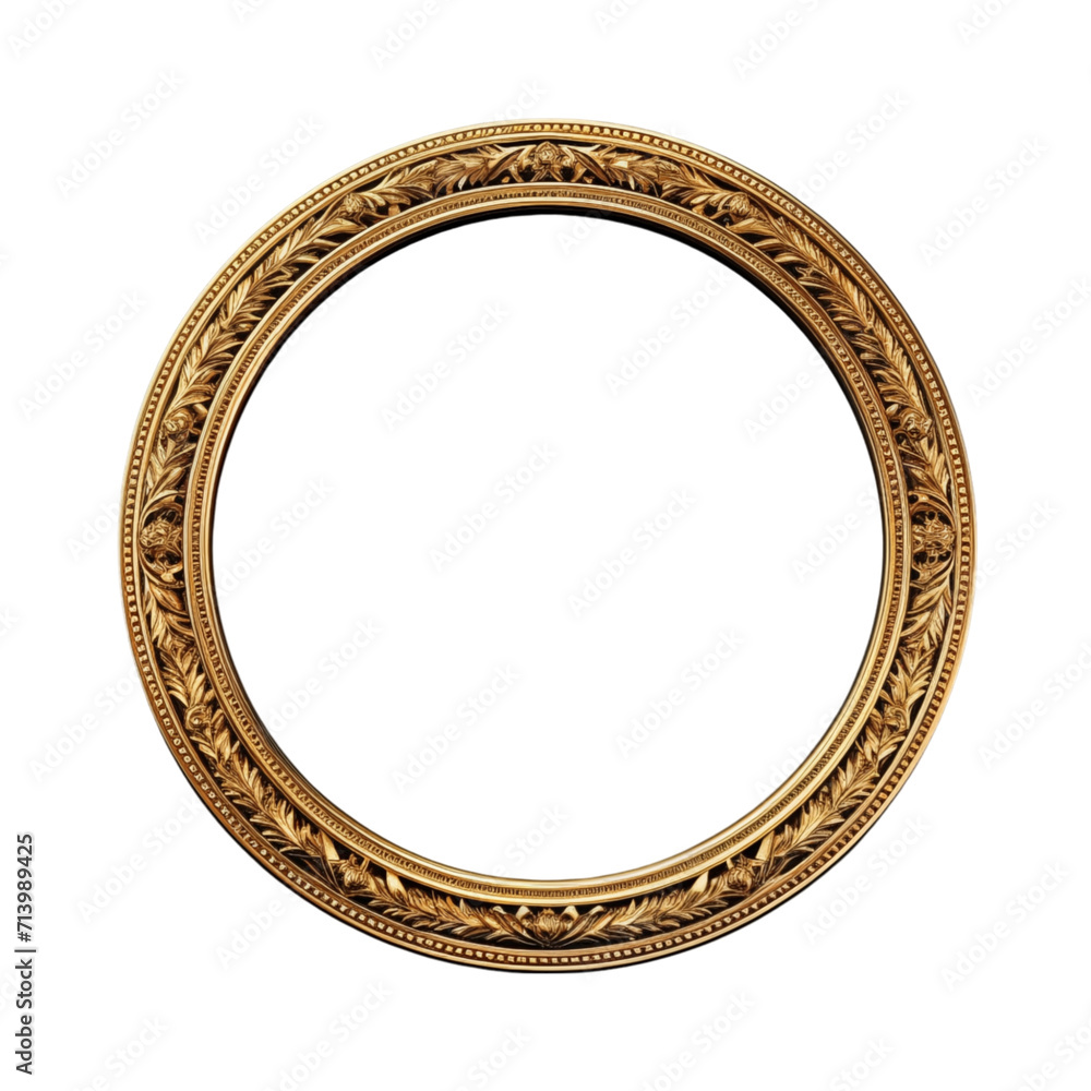 Antique luxury circle frame gold isolated, Generative AI Antique luxury circle frame gold isolated, Generative AI