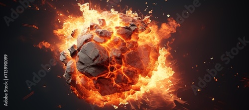 fireball rock explosion, blast, smoke 33