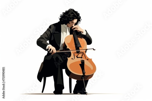 a person playing the cello