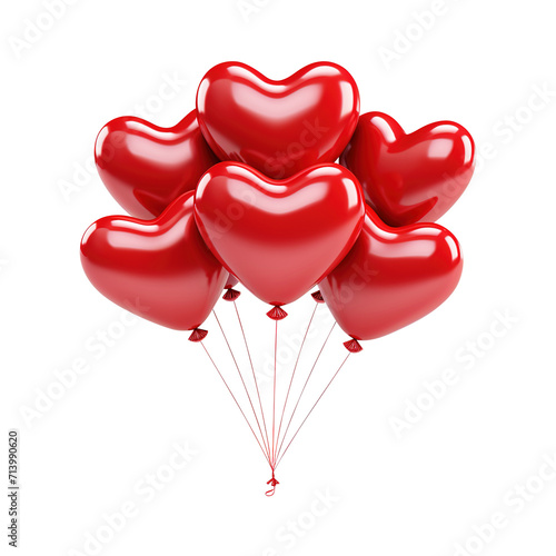 Red heart shaped balloons isolated on transparent background Remove png, Clipping Path, pen tool