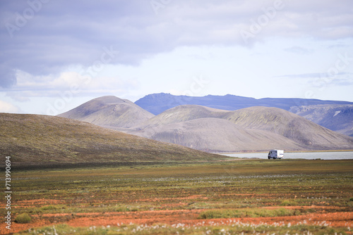 single motorhome in the beautiful highlands of Iceland
