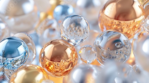 3d rendering illustration of glass balls on white background.