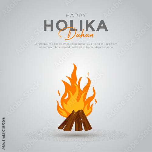 bonfire lit for the auspicious festival of lohri or Holi or Holika Dahan. vector illustration.
