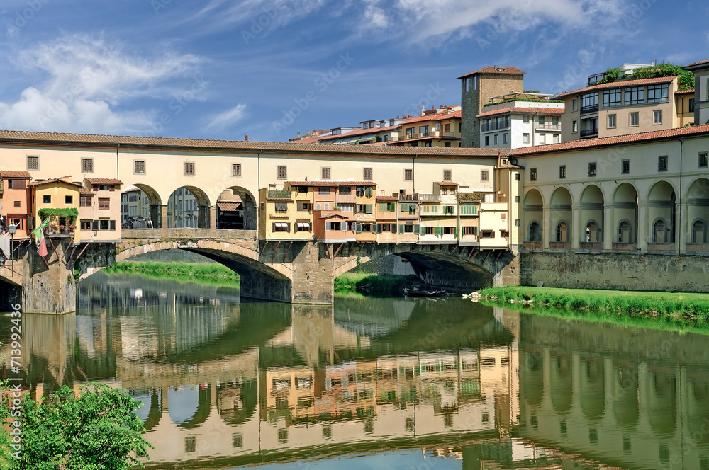 famous Ponte Vecchio Bridge at Arno River in Florence,Tuscany,Italy