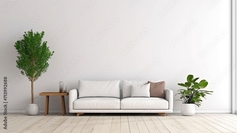 empty white wall for writing, minimalist beige living room interior, sofa on wooden floor, empty white wall for writing, minimalist beige living room interior, sofa on wooden floor,