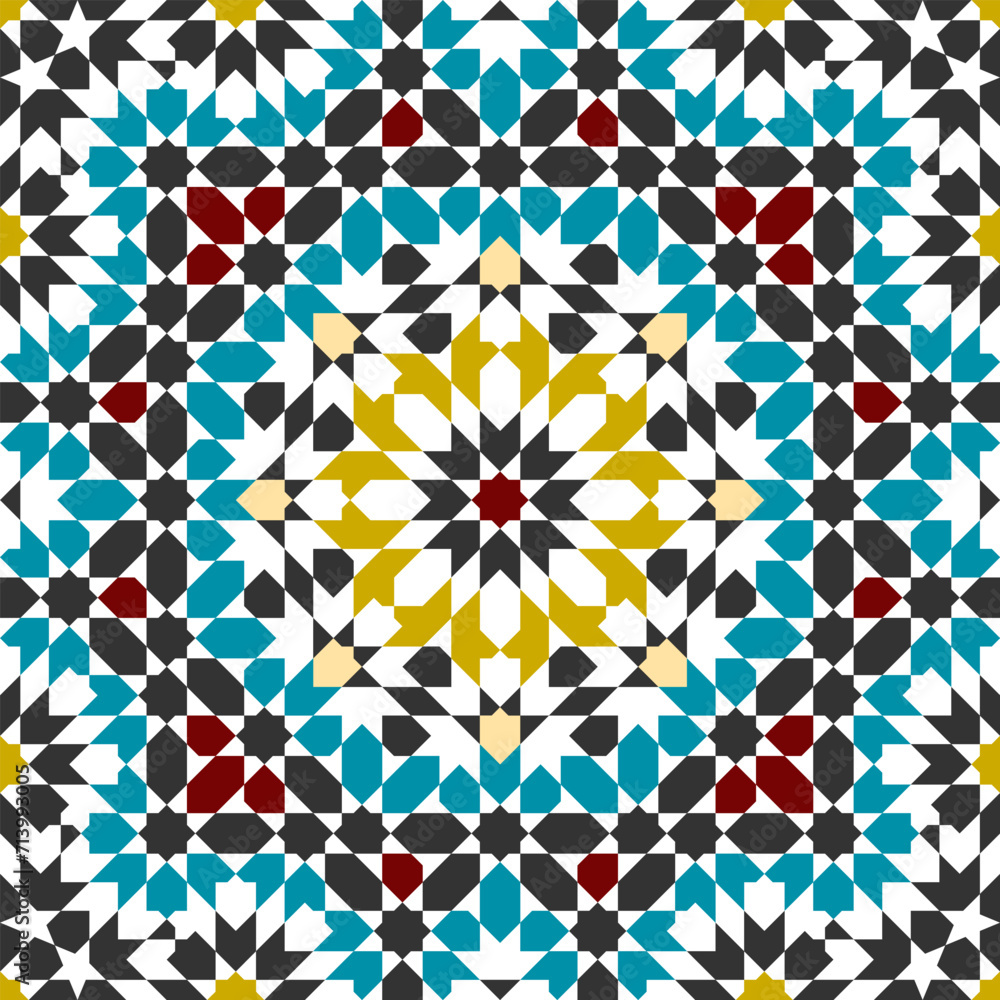 Seamless geometric pattern in arabic style Zellij Seamless geometric pattern in arabic style Zellij