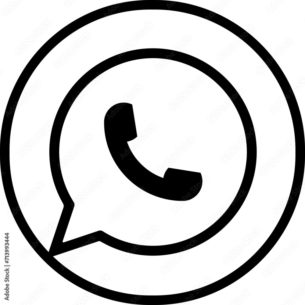 WhatsApp logo messenger icon. Realistic social media logotype. whats app button on transparent
