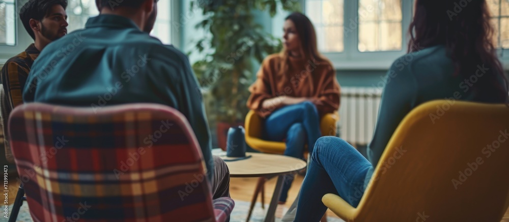 Therapeutic group sessions provide a supportive environment for men and women facing mental health issues, addiction, or depression, where they can build trust, share experiences, and communicate with