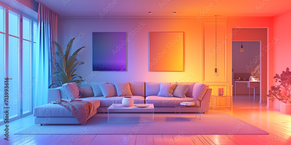 Elegant interior with LED light wall design modern architecture
Elegant interior with LED light wall design modern architecture