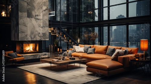 Interior of living room in modern luxury apartmnent.
