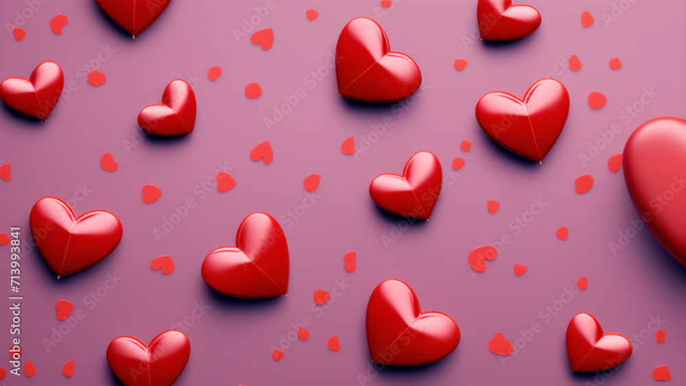 Valentines day pink background with red hearts Valentines day pink background with red hearts