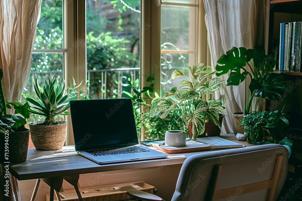 custom made wallpaper toronto digitalTranquil Home Office Space with Lush Greenery