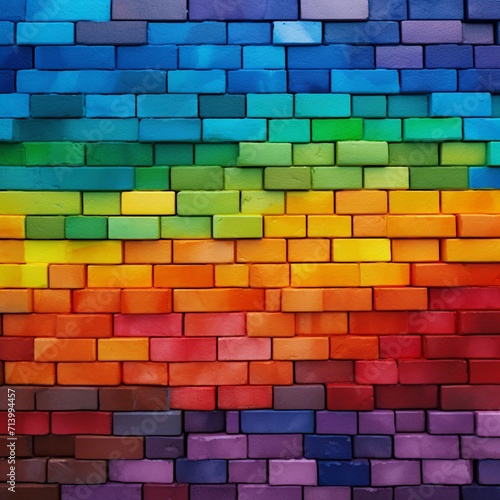 Brick wall seamless pattern paper bright colors AI Generated Photo
