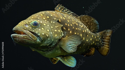 Olive Grouper in the solid black background