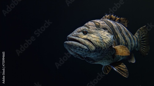 Tiger Grouper in the solid black background photo